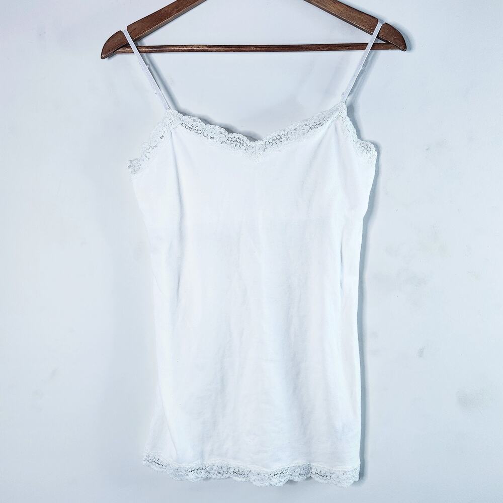 Aeropostale Womens White Lace Spaghetti Strap Y2K Tank Top Size Large Casual